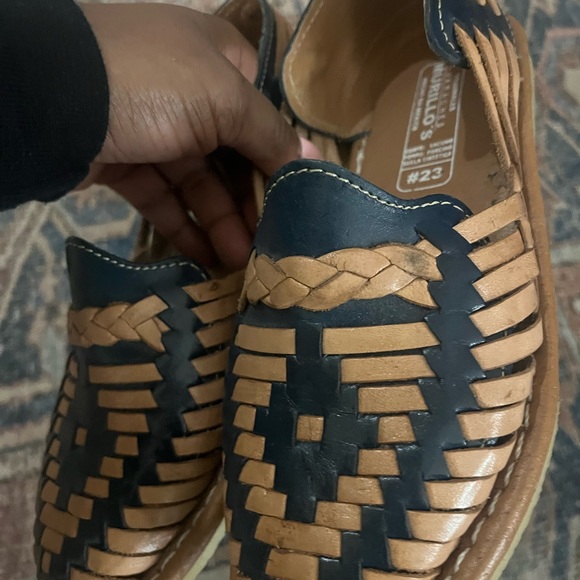 Handmade dark navy and Tan Woven Sandals - Picture 5 of 5